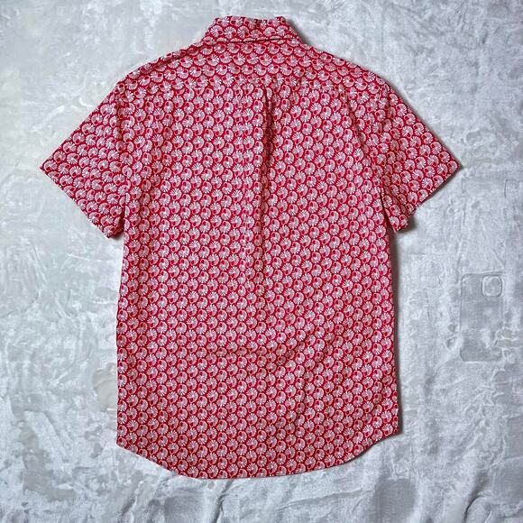 J Crew Button Up All Over Print Slim Mens Small Shells AOP Summer Beach Poolside - Picture 3 of 6